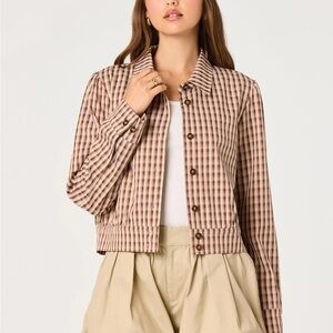 Astr the Label Jesse Plaid Cropped Jacket brown plaid new nvr worn sz lrg! Offer